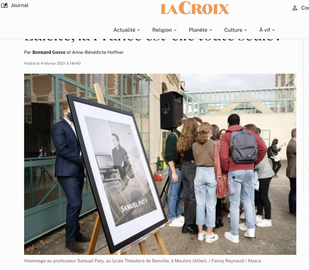 Photographe de presse et photojournaliste à clermont-ferrand : hommage à samuel paty, parution dans les echos.